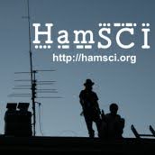 HamSCI logo against an image of two people with a radio antenna